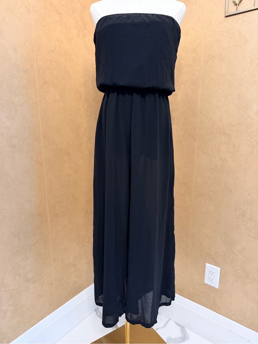 HeartSoul Black Strapless Chiffon Romper